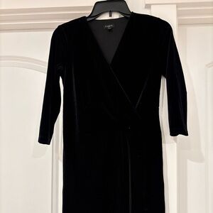 Talbots Classic Black Velvet Long Sleeve Dress